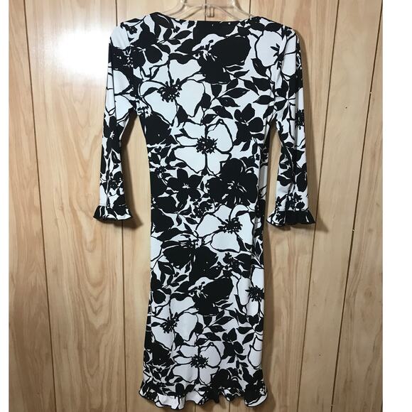 La Bella Vintage Floral Neckline Long Sleeve Wrap Dress S - Picture 2 of 6